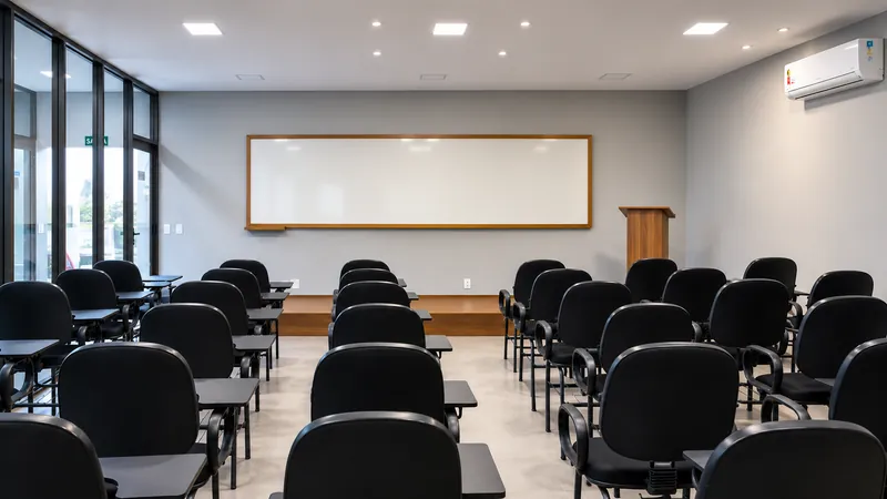 Auditório da Academy Educação em Fortaleza - Ceará, com cadeiras e púlpito